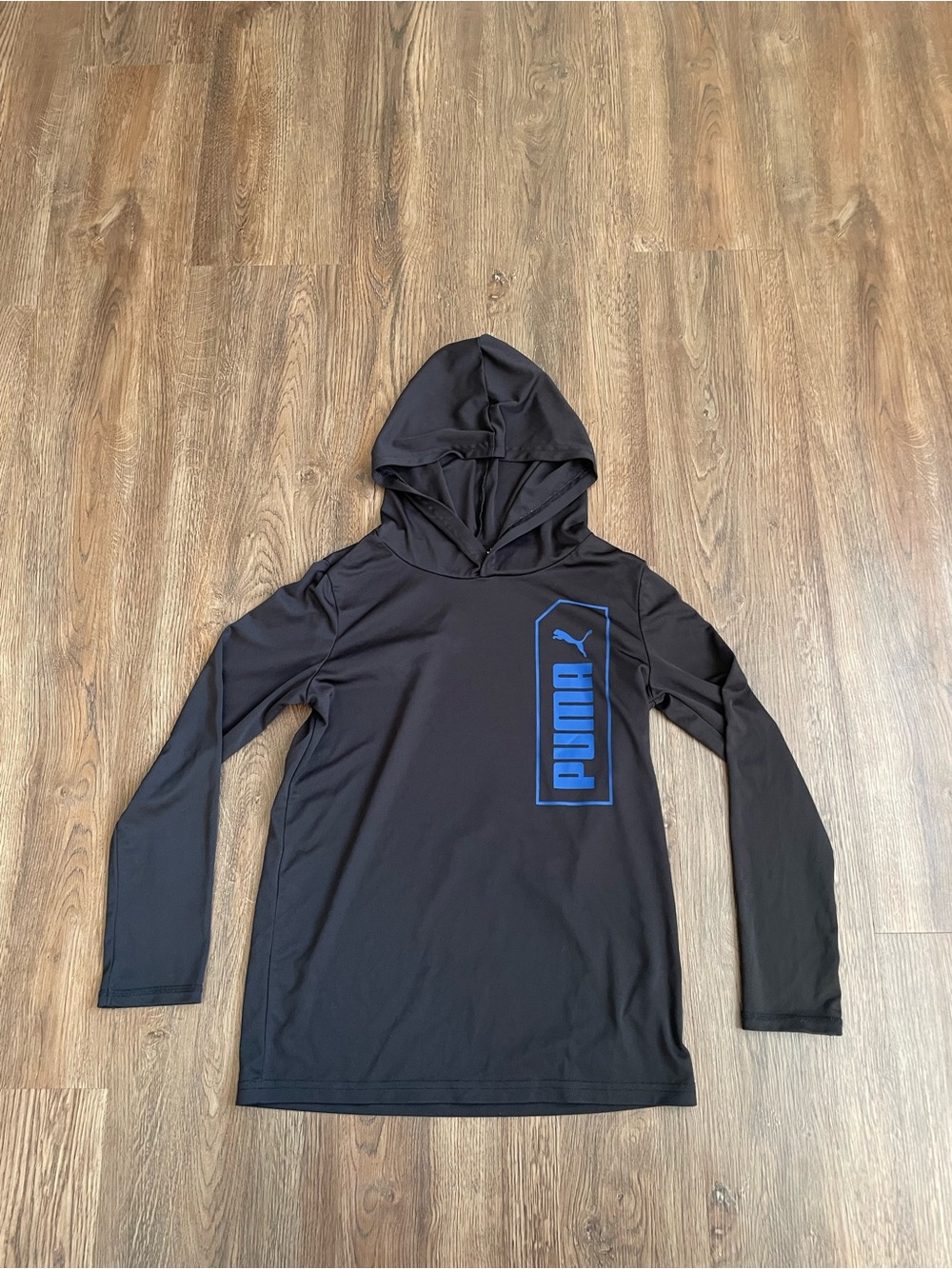 Puma Black Hooded Top Boys Size M 10/12 Lightweight